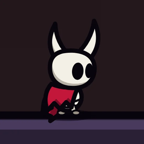 A white beetle with two horns and a red cloak.